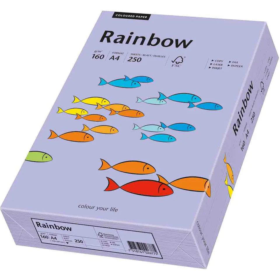 ⁨Papier ksero A4 160g RAINBOW R60 fiolet 250ark 88042571⁩ w sklepie Wasserman.eu
