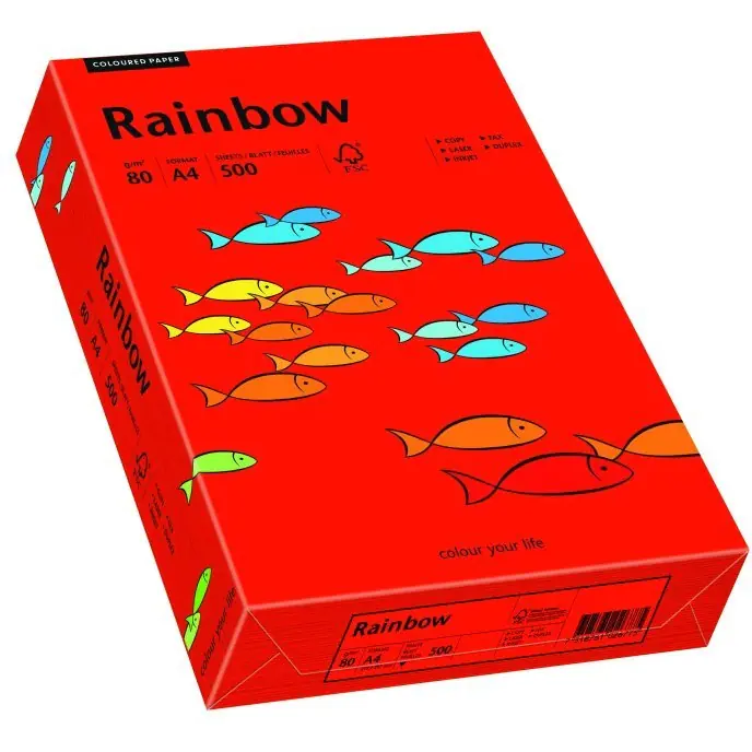 ⁨Papier ksero A4 80g RAINBOW R28 ciemny czerwony R28 88042475⁩ w sklepie Wasserman.eu