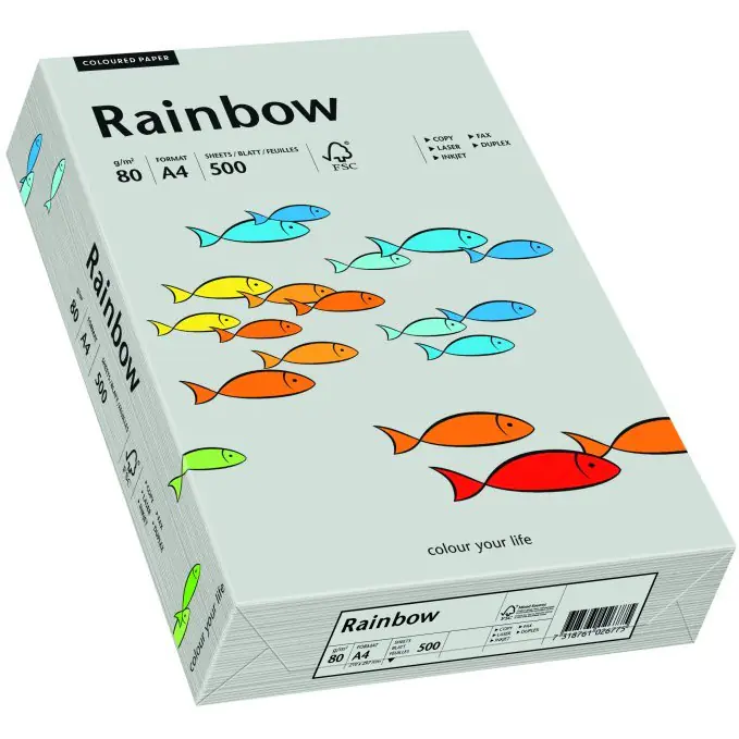 ⁨Papier ksero A4 80g RAINBOW R96 szary 88042805⁩ w sklepie Wasserman.eu