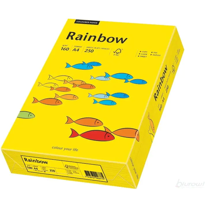 ⁨Papier ksero A4 160g RAINBOW R18 ciemnożółty 88042395⁩ w sklepie Wasserman.eu