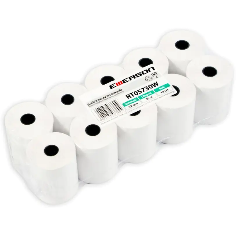 ⁨Thermal rollers 60x30m 10pcs EMERSON rt06030wkbpaf BPA FREE without bisphenol⁩ at Wasserman.eu