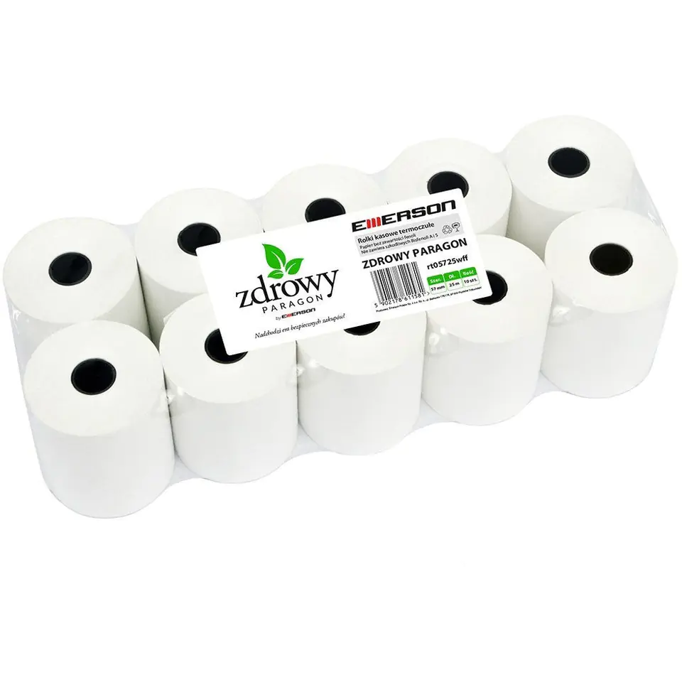 ⁨Thermal rollers 57x25m 10pcs EMERSON rt05725wkff healthy receipt⁩ at Wasserman.eu