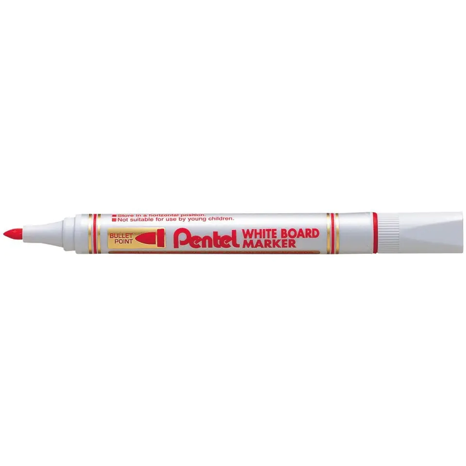 ⁨Marker do tablic MW85-B czerwony okrągła końcówka dł.linii 250m PENTEL⁩ w sklepie Wasserman.eu