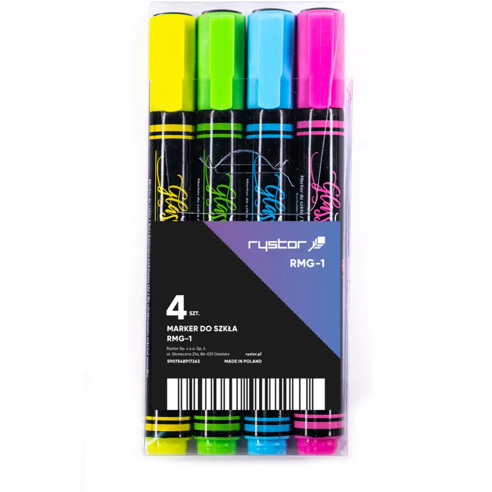 ⁨Chalk marker for glass RMG-1/CDPG 4pcs case ULTRAVIOLET 463-227 RYSTO⁩ at Wasserman.eu