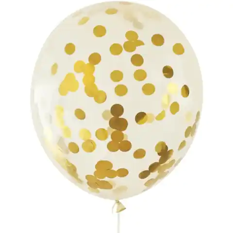 ⁨Balony z konfetti złote 30cm (5 szt) BKN-8575 ALIGA⁩ w sklepie Wasserman.eu