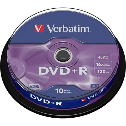 ⁨Płyta DVD+R VERBATIM CAKE(10) 4.7GB x16 Matt Silver 43498⁩ w sklepie Wasserman.eu