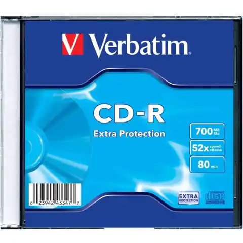⁨Płyta CD-R 700MB VERBATIM 52x Extra Protection slim 43347⁩ w sklepie Wasserman.eu