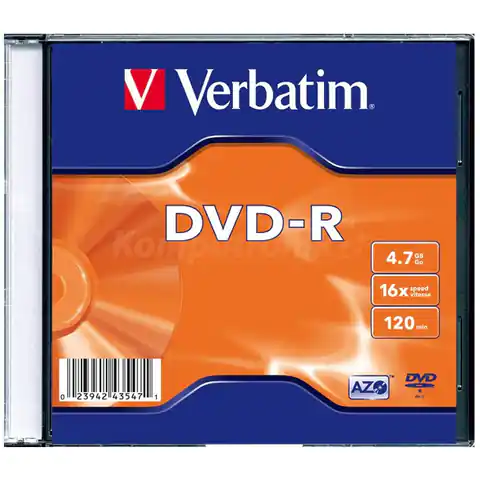 ⁨Płyta DVD-R VERBATIM SLIM 4.7GB kolor Matt Silver 43557⁩ w sklepie Wasserman.eu