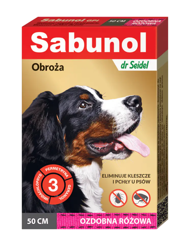 ⁨Sabunol Decorative collar for a dog against fleas and ticks 50 cm, Pink⁩ at Wasserman.eu