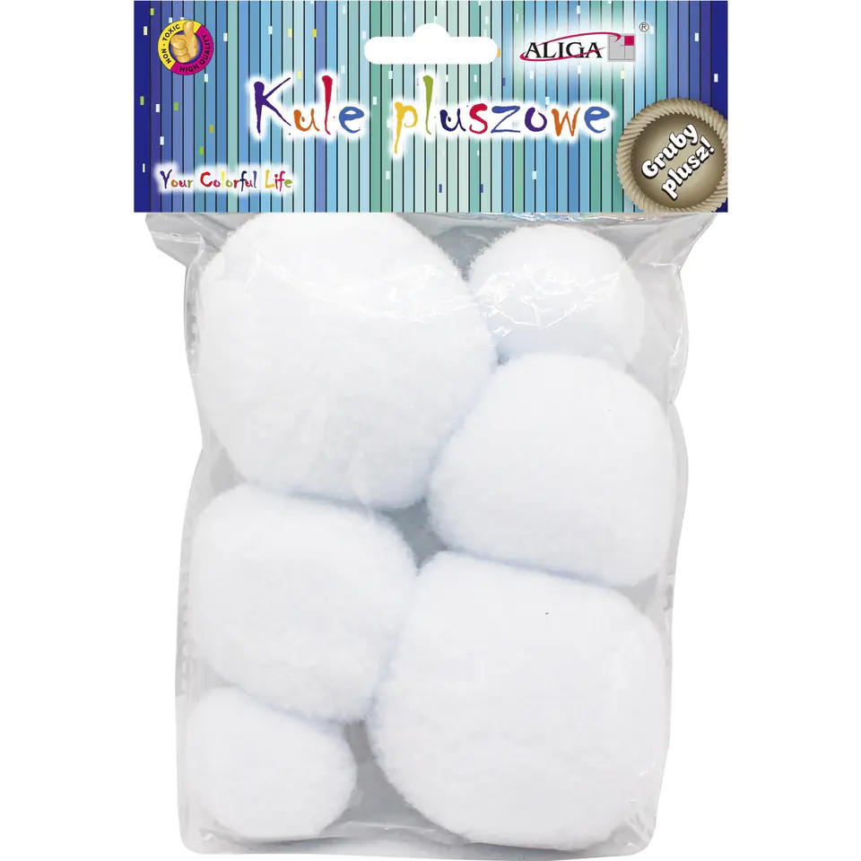 ⁨Pompons plush balls white mix sizes (6 pcs.) POM-3517 ALIGA⁩ at Wasserman.eu