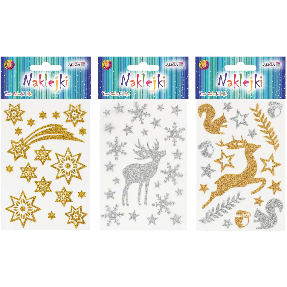 ⁨Christmas stickers brocade gold, silver mix of patterns ALIGA NKX-8979⁩ at Wasserman.eu