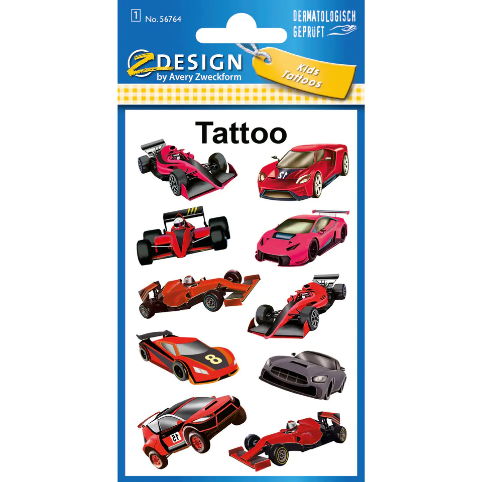 ⁨Stickers tattoos for kids RACERS 56764 Z-DESIGN KIDS TATTOO AVERY ZWECKFORM⁩ at Wasserman.eu