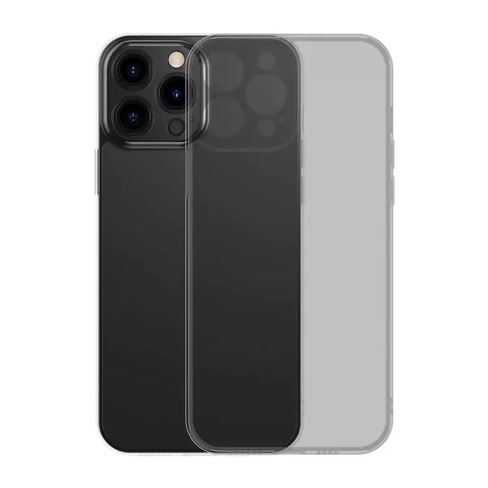 ⁨Baseus Frosted Glass Case etui pokrowiec do iPhone 13 Pro Max sztywna obudowa z żelową ramką czarny (ARWS001101)⁩ w sklepie Wasserman.eu