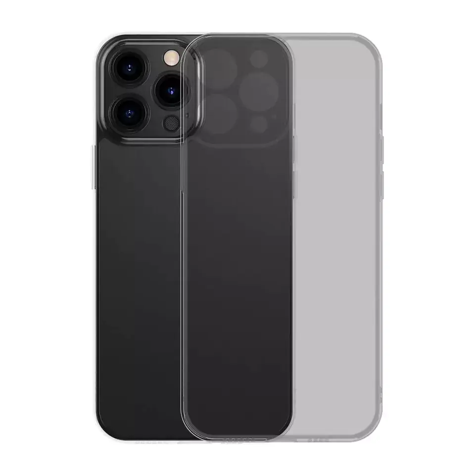 ⁨Baseus Frosted Glass Case etui pokrowiec do iPhone 13 Pro sztywna obudowa z żelową ramką czarny (ARWS000401)⁩ w sklepie Wasserman.eu