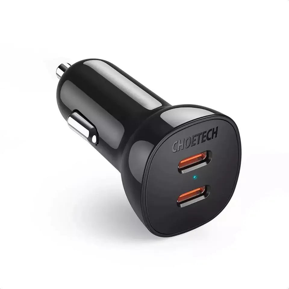 ⁨Choetech ładowarka samochodowa 2x USB Typ C Quick Charge Power Delivery 40W FCP AFC czarny (TC0008)⁩ w sklepie Wasserman.eu