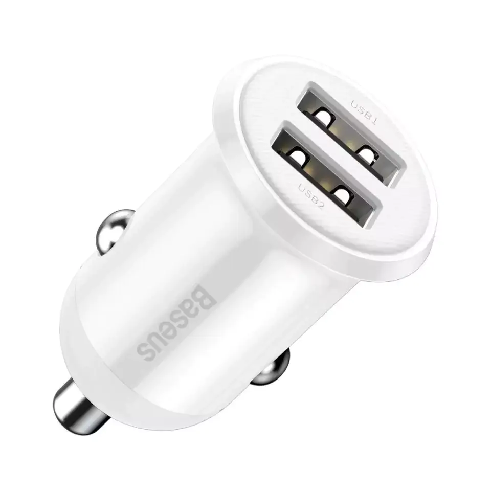 ⁨Baseus Grain Pro car charger 2x USB 4,8 A white (CCALLP-02)⁩ at Wasserman.eu