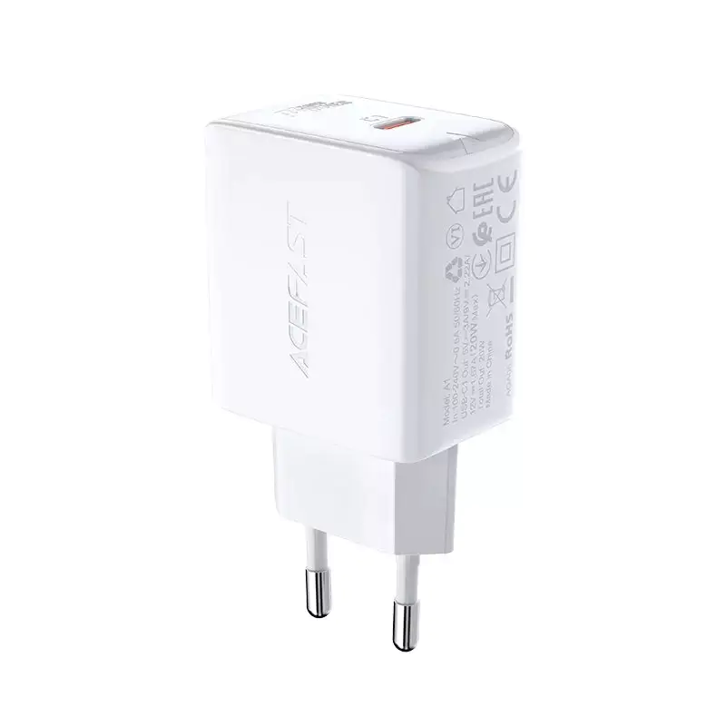 ⁨Acefast szybka ładowarka sieciowa USB Typ C 20W Power Delivery biały (A1 EU white)⁩ w sklepie Wasserman.eu