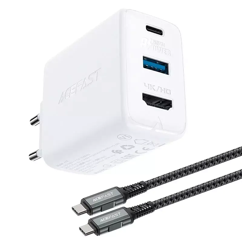 ⁨Acefast 2in1 GaN 65W USB Type/USB Charger , HDMI 4K@60Hz Adapter (Included Cable) White (A17 white)⁩ at Wasserman.eu