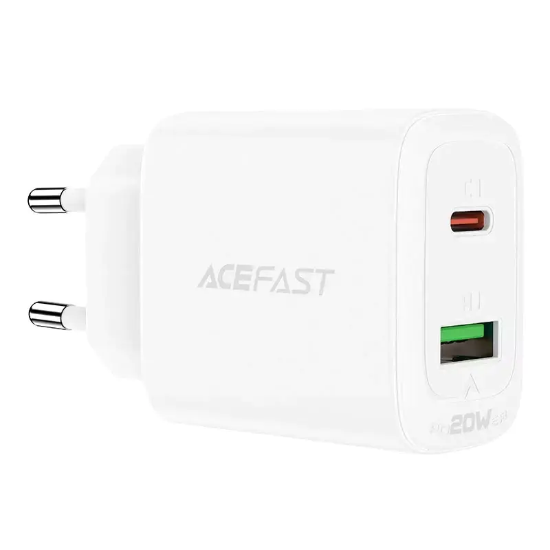 ⁨Acefast wall charger USB Type C / USB 20W, PPS, PD, QC 3.0, AFC, FCP white (A25 white)⁩ at Wasserman.eu