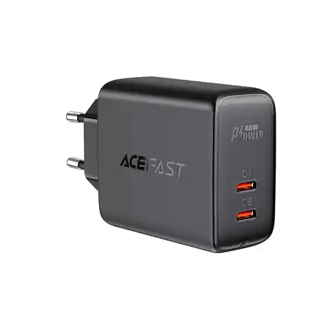 ⁨Acefast charger 2x USB Type C 40W, PPS, PD, QC 3.0, AFC, FCP black (A9 black)⁩ w sklepie Wasserman.eu