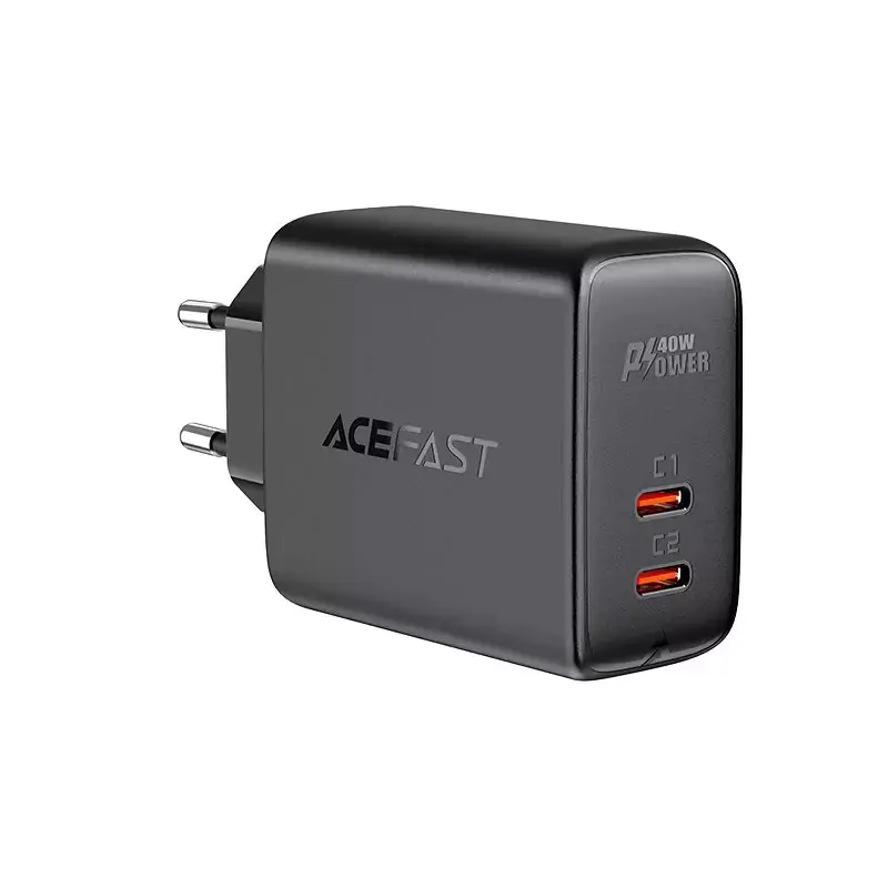 ⁨Acefast charger 2x USB Type C 40W, PPS, PD, QC 3.0, AFC, FCP black (A9 black)⁩ at Wasserman.eu