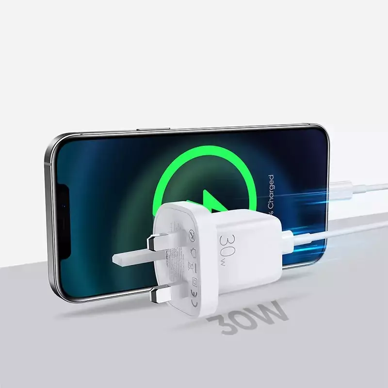 ⁨Joyroom USB Type C / USB Charger 30W Power Delivery Quick Charge 4.5A (UK plug) white (L-QP303)⁩ at Wasserman.eu