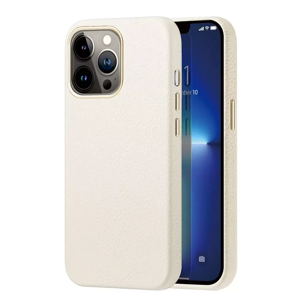 ⁨Dux Ducis Roma leather case for iPhone 13 Pro elegant natural leather case white⁩ at Wasserman.eu