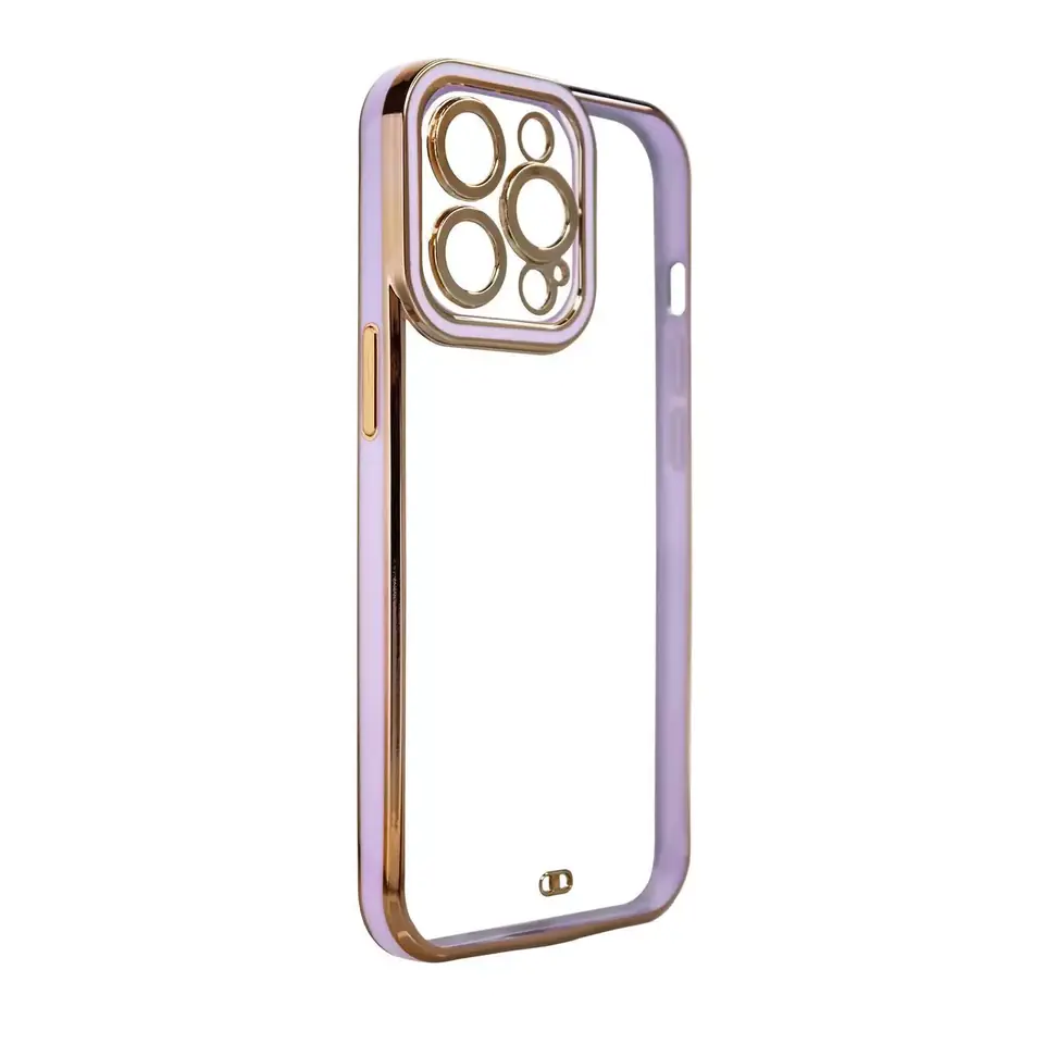 ⁨Fashion Case etui do iPhone 12 Pro żelowy pokrowiec ze złotą ramką fioletowy⁩ w sklepie Wasserman.eu