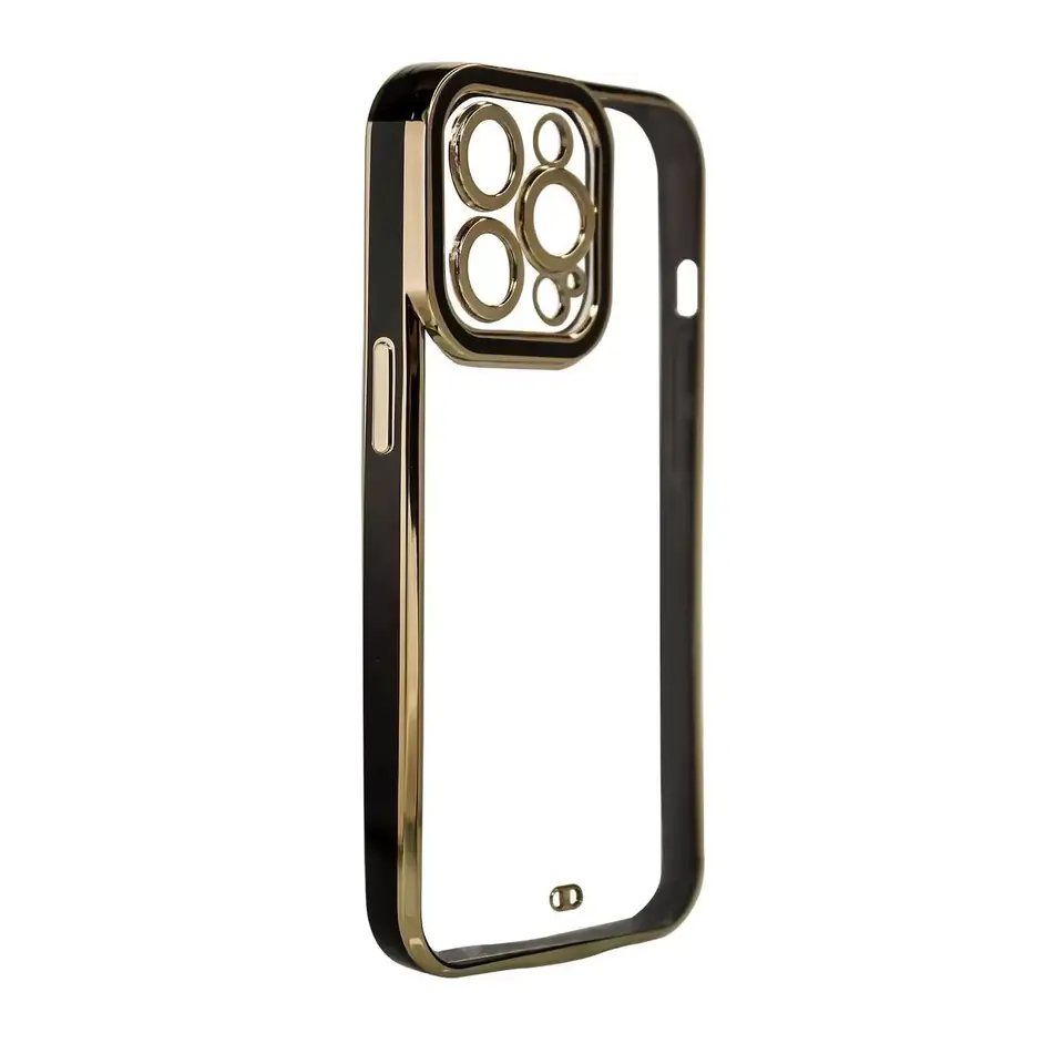 ⁨Fashion Case Case for Samsung Galaxy A12 5G Gel Cover with Gold Frame Black⁩ at Wasserman.eu
