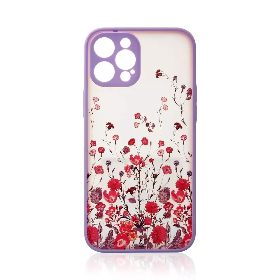 ⁨Design Case Case for iPhone 12 Pro Flower Cover purple⁩ at Wasserman.eu