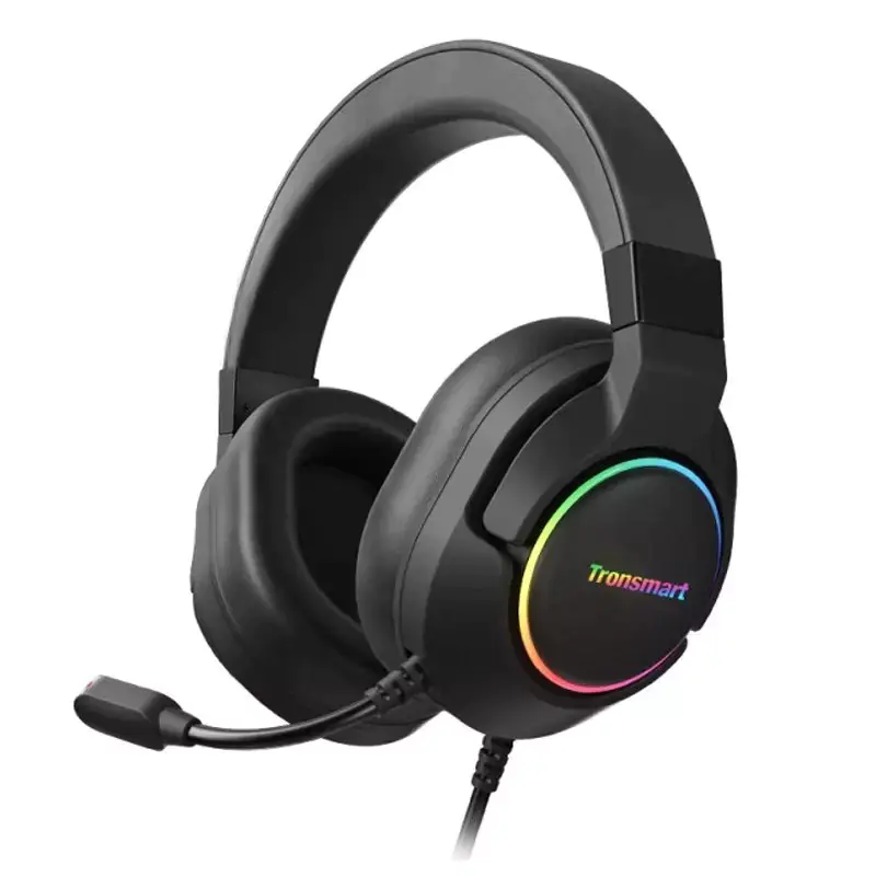 Tronsmart Sparkle RGB przewodowe wokółuszne słuchawki USB z mikrofonem i pilotem dla graczy czarny (467600) w sklepie Wasserman.eu