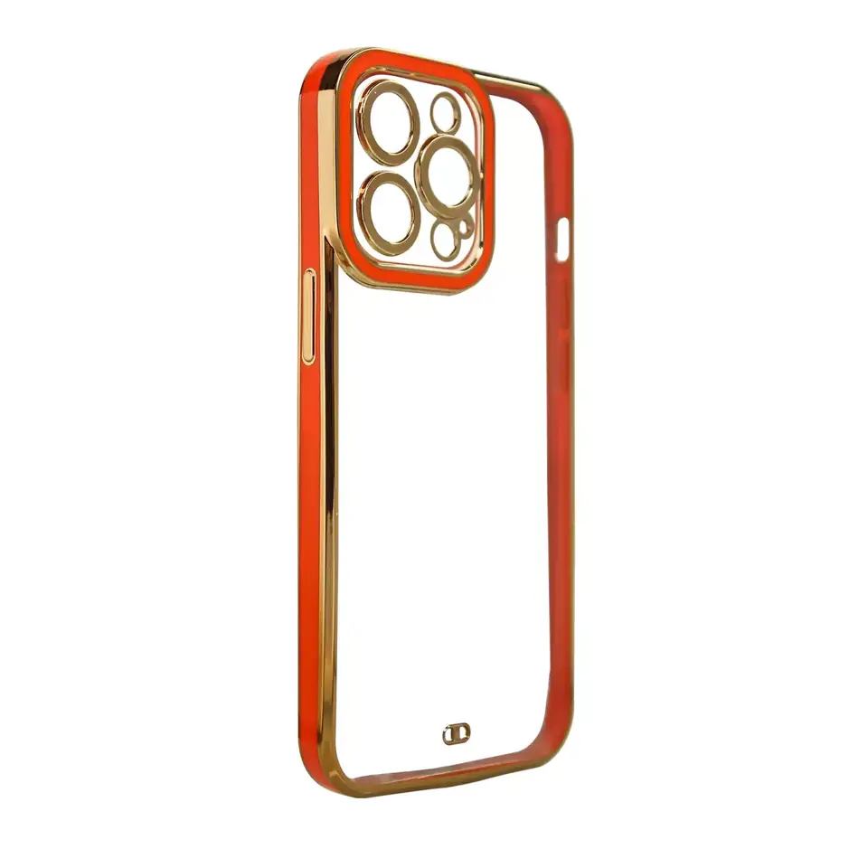 ⁨Fashion Case Case for iPhone 13 Pro Max Gel Case with Gold Frame Red⁩ at Wasserman.eu