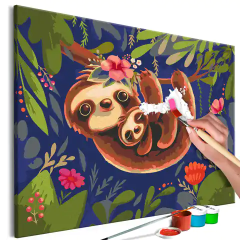⁨Obraz do samodzielnego malowania - Przyjazne leniwce (rozmiar 60x40, wykończenie )⁩ w sklepie Wasserman.eu