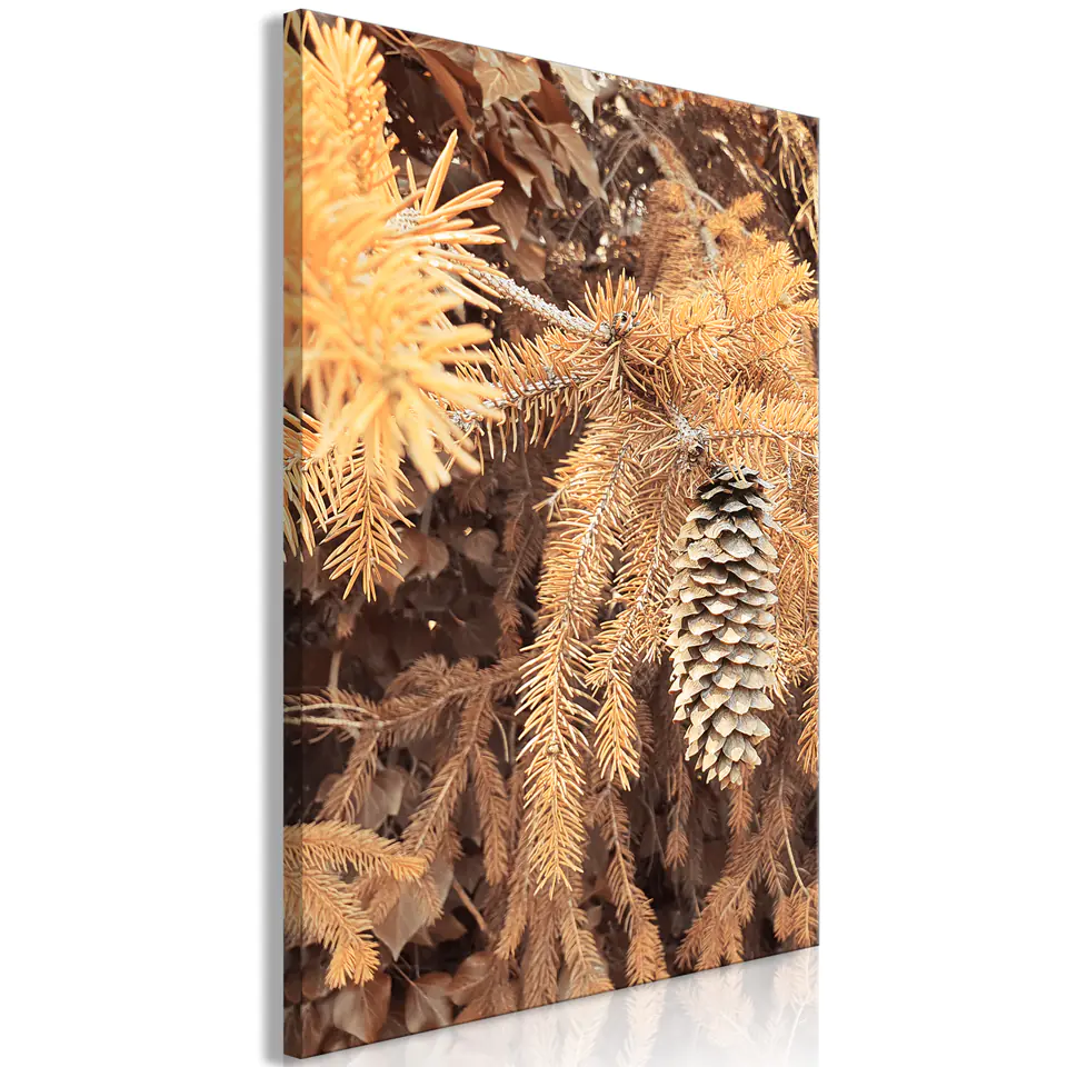 ⁨Obraz - Złota szyszka (1-częściowy) pionowy (rozmiar 20x30, wykończenie Premium Print)⁩ w sklepie Wasserman.eu