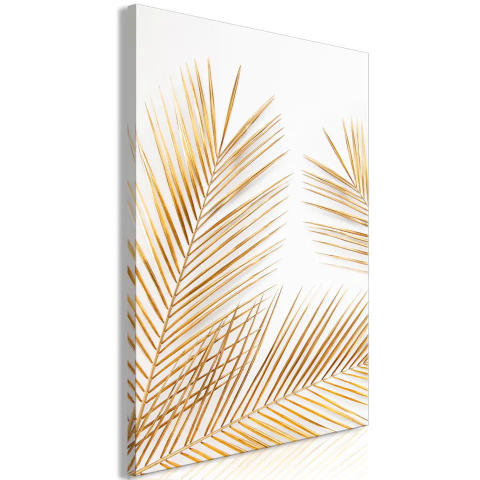 ⁨Obraz - Złote palmy (1-częściowy) pionowy (rozmiar 80x120, wykończenie Standard)⁩ w sklepie Wasserman.eu
