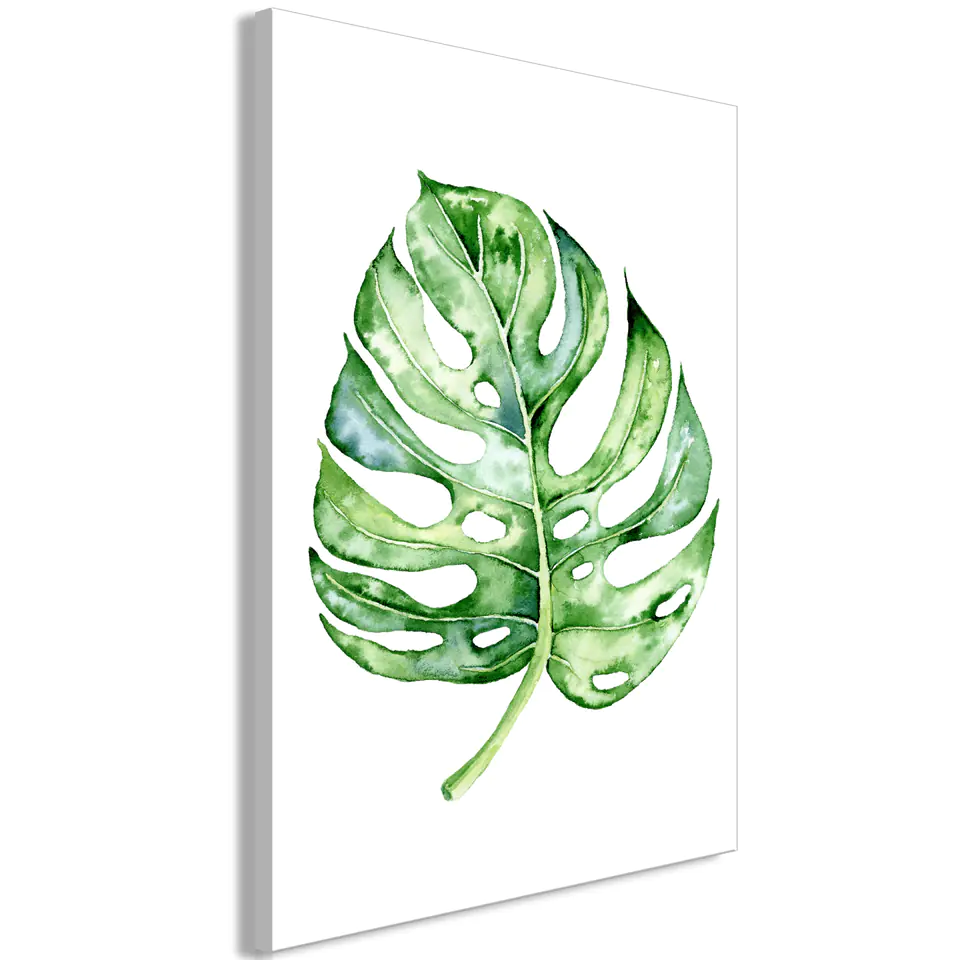 ⁨Obraz - Akwarelowa monstera (1-częściowy) pionowy (rozmiar 80x120, wykończenie Na płótnie włoskim)⁩ w sklepie Wasserman.eu