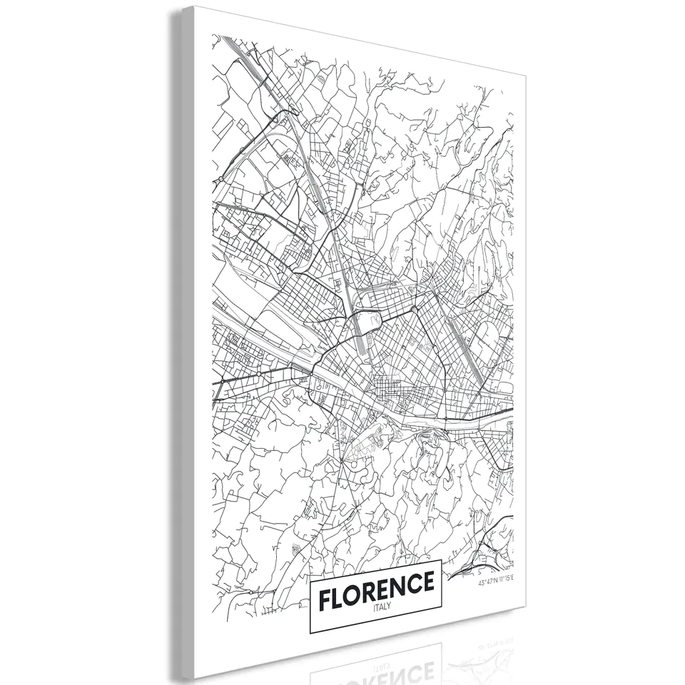 ⁨Obraz - Mapa Florencji (1-częściowy) pionowy (rozmiar 60x90, wykończenie Standard)⁩ w sklepie Wasserman.eu