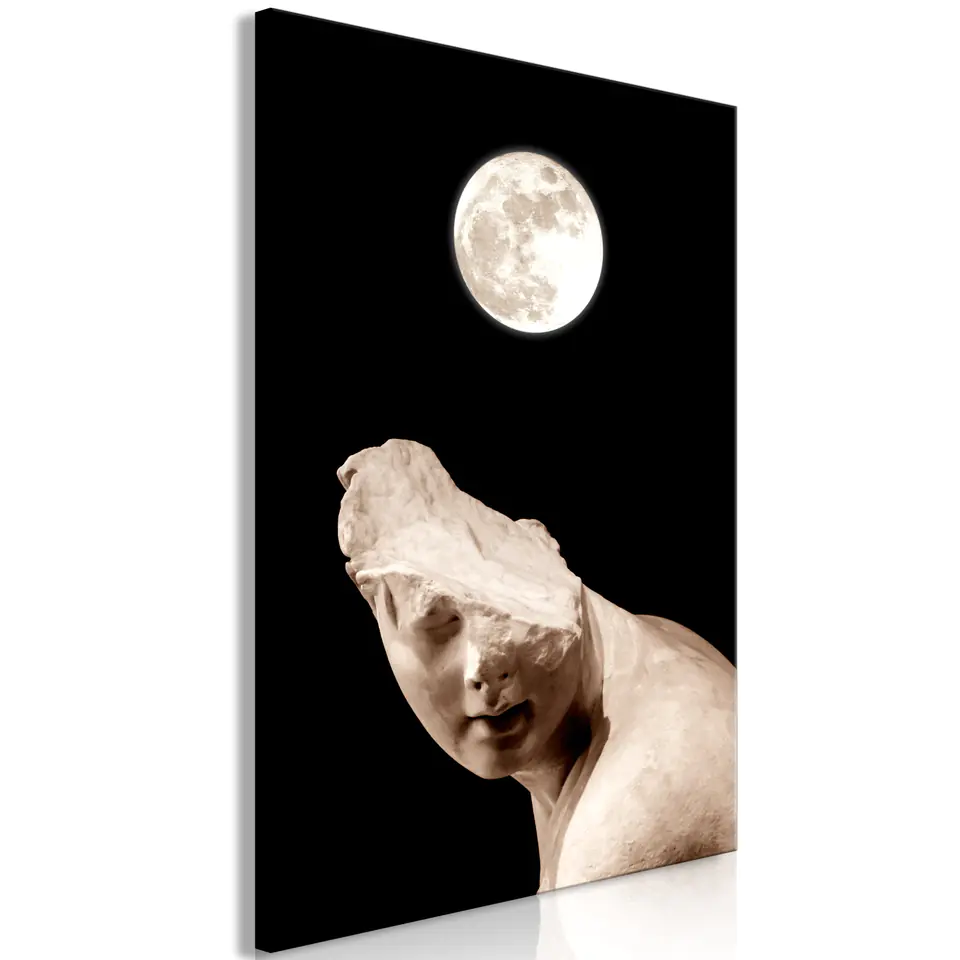 ⁨Obraz - Księżyc i posąg (1-częściowy) pionowy (rozmiar 60x90, wykończenie Standard)⁩ w sklepie Wasserman.eu
