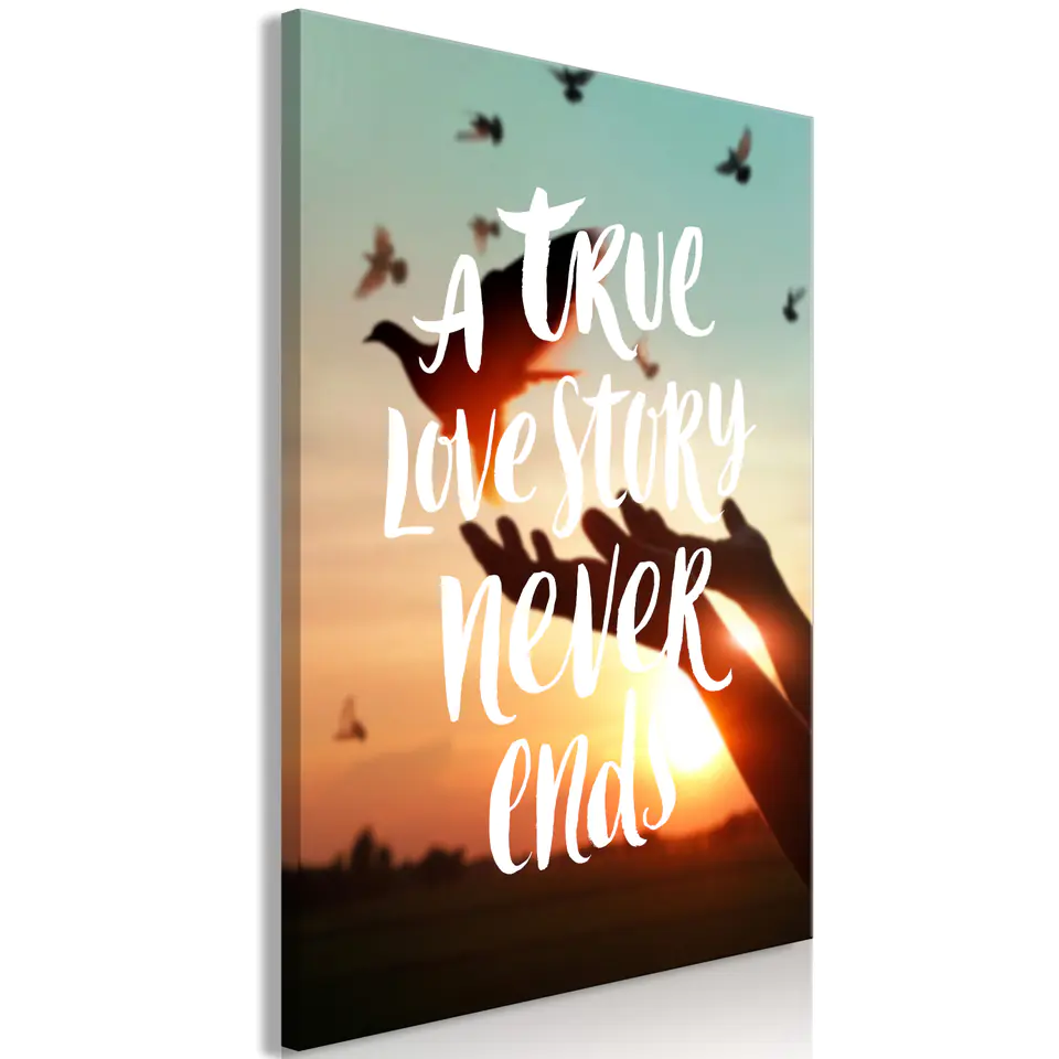 ⁨Obraz - A True Love Story Never Ends (1-częściowy) pionowy (rozmiar 60x90, wykończenie Standard)⁩ w sklepie Wasserman.eu