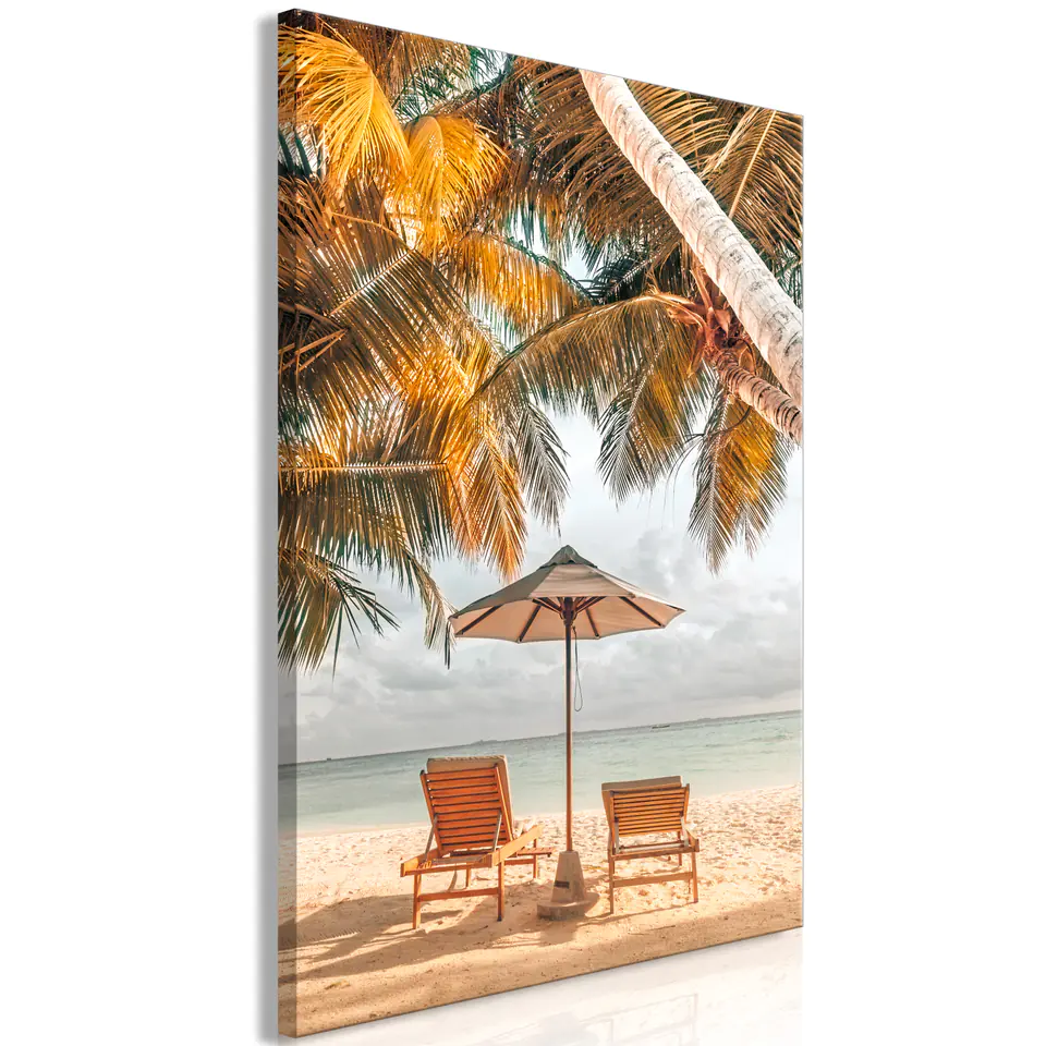 ⁨Obraz - Palmowy parasol (1-częściowy) pionowy (rozmiar 40x60, wykończenie Na płótnie włoskim)⁩ w sklepie Wasserman.eu