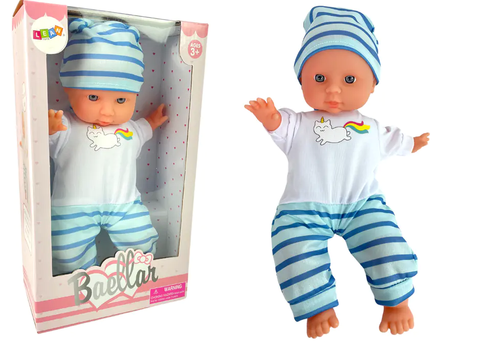 ⁨Bobas doll Blue Pajamas with stripes 30 cm⁩ at Wasserman.eu