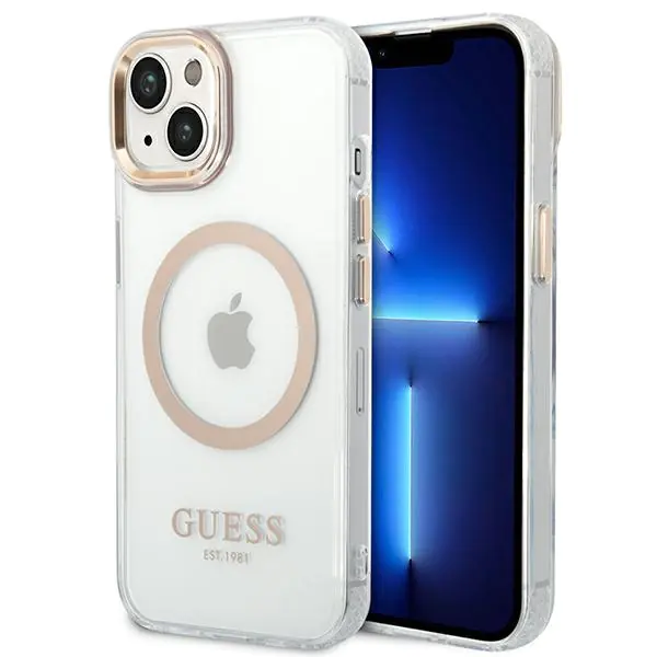 ⁨Guess GUHMP14MHTRMD iPhone 14 Plus 6,7" gold/gold hard case Metal Outline Magsafe⁩ at Wasserman.eu