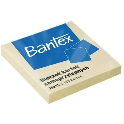 ⁨Karteczki samoprzylepne bloczek 75x75mm 100 kartek 400086384 BANTEX⁩ w sklepie Wasserman.eu