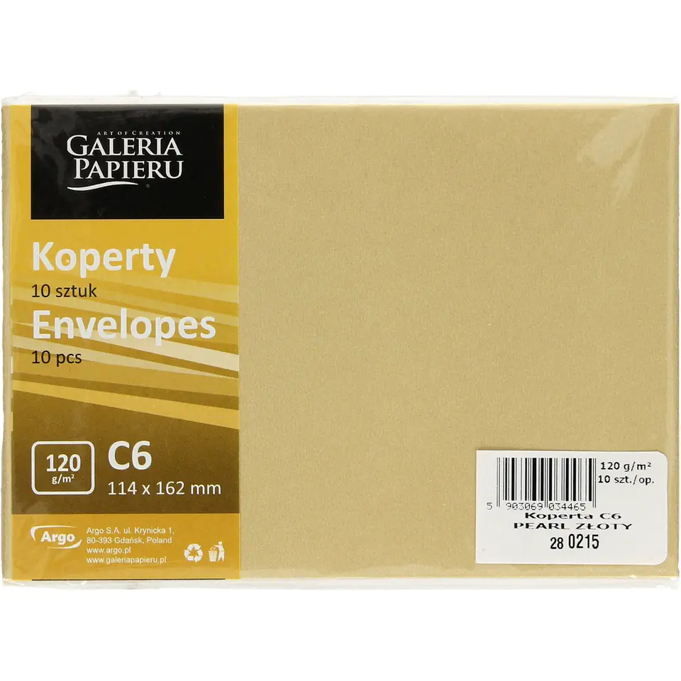 ⁨Koperta C6 Pearl złoty 120g (10szt.) 280215 Galeria Papieru⁩ w sklepie Wasserman.eu