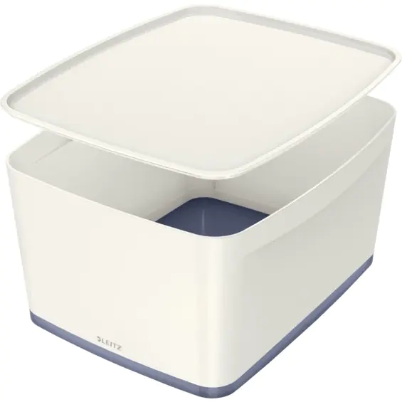 ⁨MyBOX large container with lid 18L white-grey LEITZ 52161001 318 x 198 x 385⁩ at Wasserman.eu