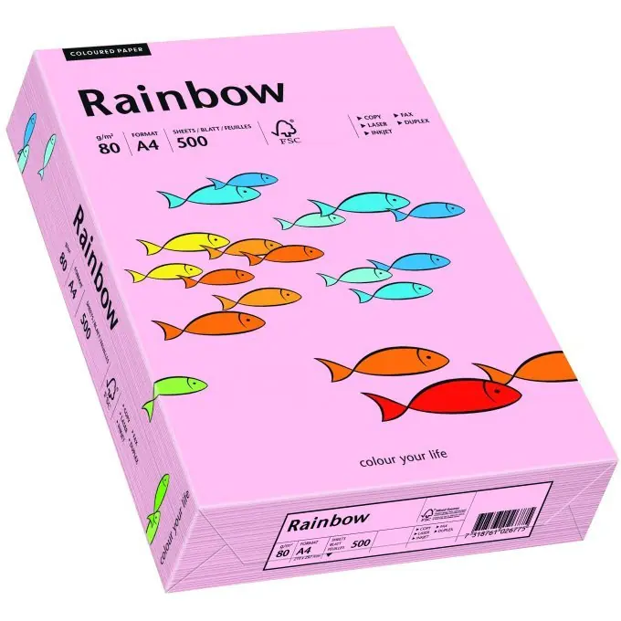 ⁨Colour photocopying paper A4 80g RAINBOW R54 light pink 88042519⁩ at Wasserman.eu