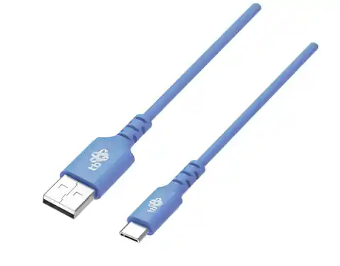 ⁨Kabel USB-USB C 1m silikonowy niebieski Quick Charge⁩ w sklepie Wasserman.eu