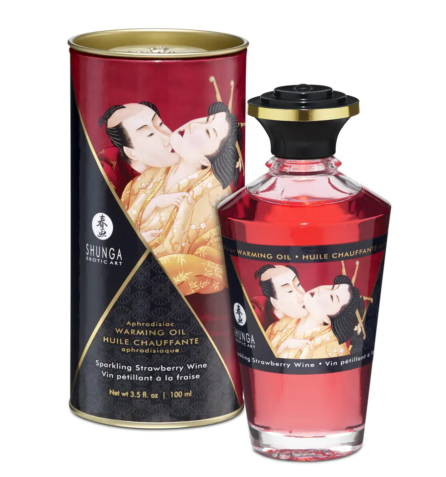 ⁨Shunga - Aphrodisiac Oil Sparkling Strawberry Wine 100 ml⁩ w sklepie Wasserman.eu