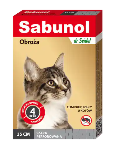 ⁨SABUNOL obroża szara przeciw pchłom dla kotów 35cm⁩ w sklepie Wasserman.eu