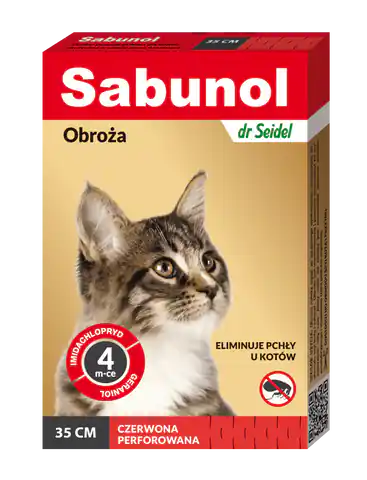 ⁨SABUNOL obroża czerwona przeciw pchłom dla kotów 35 cm⁩ w sklepie Wasserman.eu